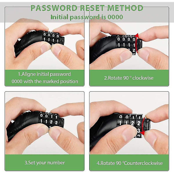 2 kpl pyörän lukkokaapeli, 4-numeroinen turvallinen nollautuva yhdistelmäpyörän lukko kannettava