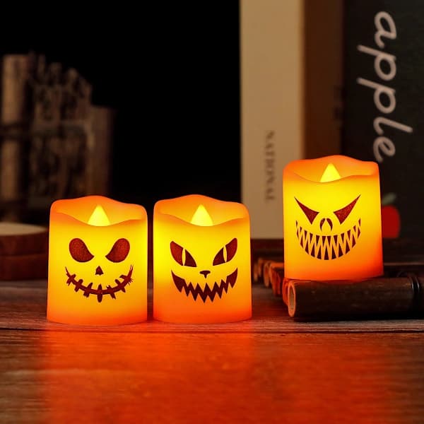 6 kpl Halloween Mini Liekittömiä Jack-o'-Lantern -kynttilöitä[co]