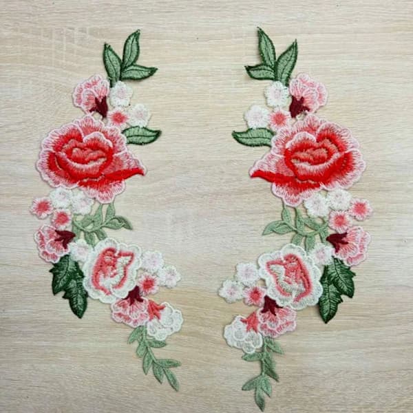 Applikation Sy-på Stryge-på Patch Blomma DIY Broderi Patch Blå P[CO]