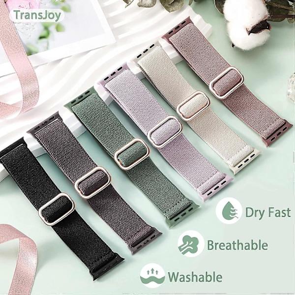 5-pak Nylon Stretch Bånd Kompatibelt med Apple Watch 42mm 44mm 45mm Kvinder Mænd, Stof Elastisk Armbånd Solo Loop Bånd til iWat