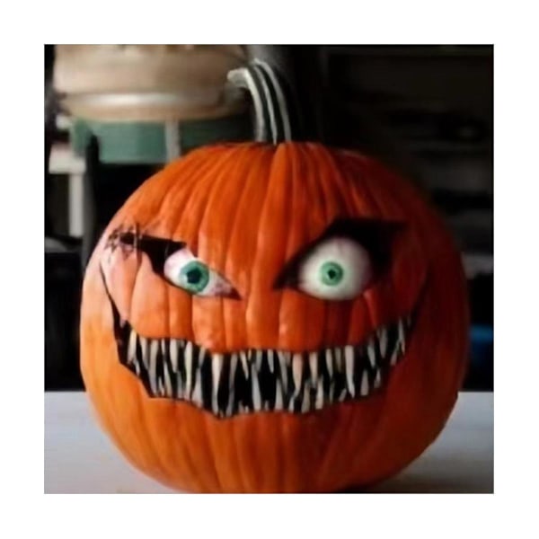 Skummel Halloween-gresskar med bevegelige øyne, gresskardekorasjoner, kunstige gresskar til halloween-dekorasjon