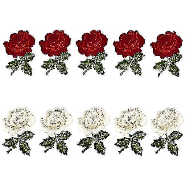 10 st blommor Boho ros lapp broderad retro blommig applikation strykjärn på sy på kärleksemblem