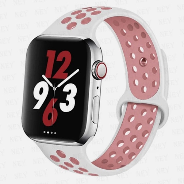 Urheiluranneke Apple Watch -rannekkeelle 45 mm 49 mm 44 mm 40 mm 41 mm 42 mm Silikoniranneke correa iWatch Ultra 2 Series 9 8 SE 7 6 5 4 3 Valkoinen pinkki 13 S-M