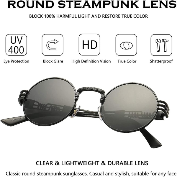 Retro Pyöreä Steampunk Aurinkolasit John Lennon