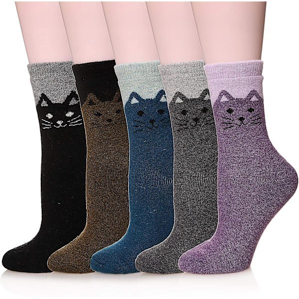 Soft Warm Fuzzy Thick Wool Women Socks - 5 Pairs