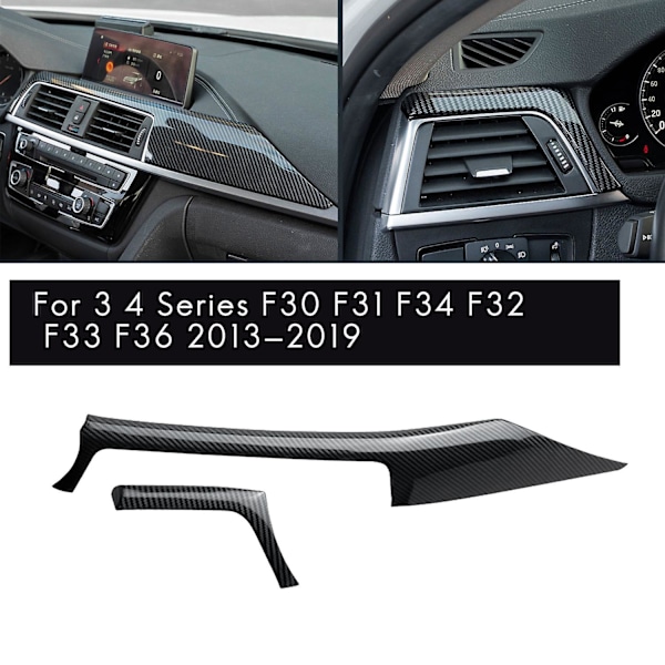 For 3 4 Series F30 F31 F32 F34 2013-2019 Karbonfiber Sentral Dashboard Strip Trim+Venstre Uttak Cove