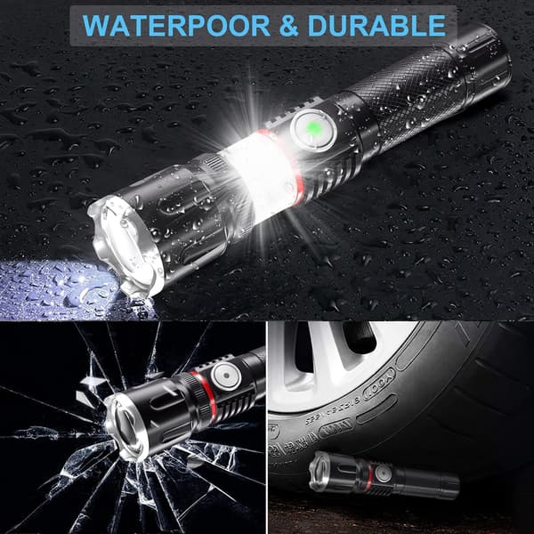 Rechargeable Flashlight, Magnetic Flashlight 360° COB Light, Sup