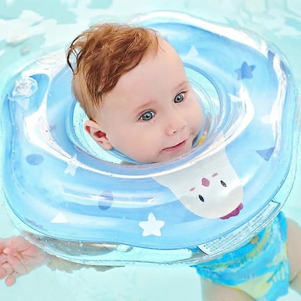 Oppblåsbar Baby Pool Flytende Badering med Sikkert Sete Badeleker Strand for Barn Småbarn Svømmetrening Blå Medium
