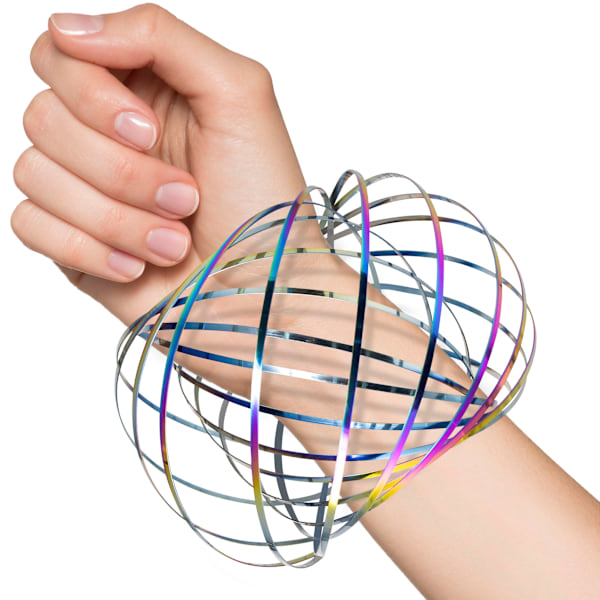 （farge）Flow Ring Spinner Ring Arm Toy - Rustfritt stål fjærleke Metall sensoriske ringer Flow Toys Magic Flow Armbånd Spinner