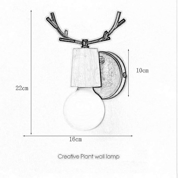 Antik Horn Logg Vägglampa Modern Minimalistisk Personlighet Smidesjärn Led Restaurang Bar Korridor Gång Vägglampa (1 st Vit)