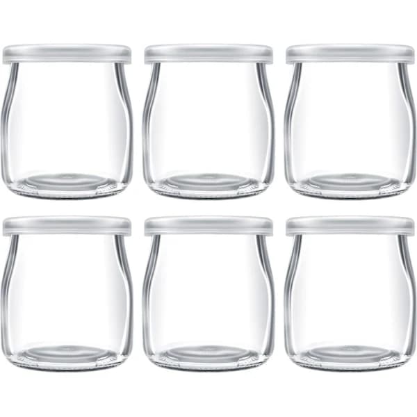 200 ml Yoghurtbudding Glas med Plastiklåg Mini Kop Små Glasflasker (6)[CO]