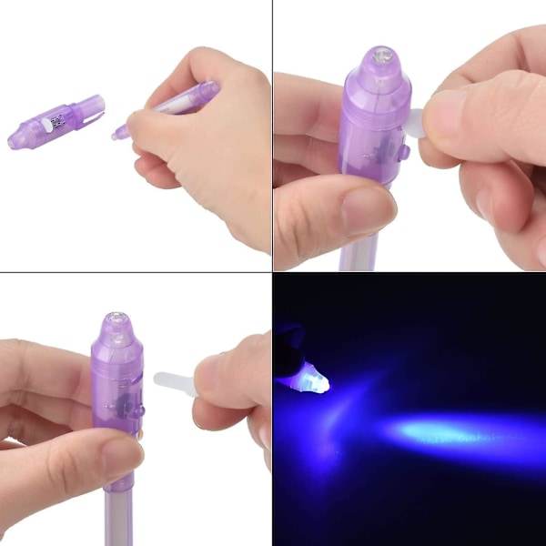 14 X hemmelig penn med UV-lys | Skriv usynlig | Lesbar av lys | Giveaway