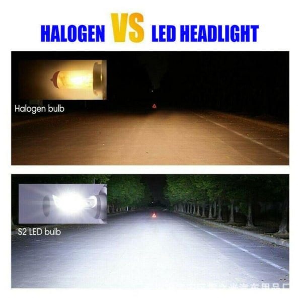 H7 LED-lampa, 16000 LM 6000K vit LED-strålkastare, 2 st