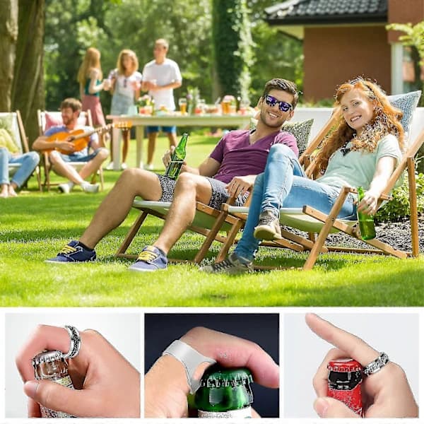 6 stk. Ølring Flaskeåbner Sæt Rustfrit Stål Flaskeåbner Ring Fingerring Ølflaskeåbner Rustfrit Stål - Jxlgv