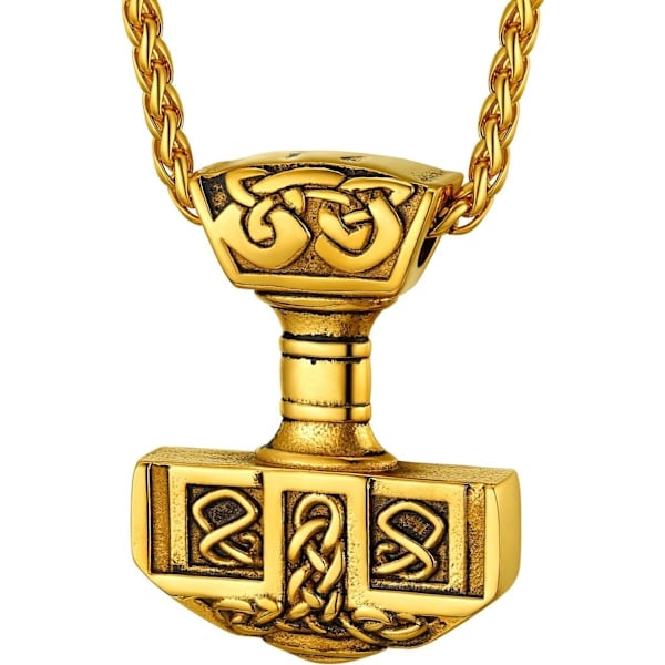 Thor Mjolnir -vasarakoru, pohjoismainen viikinkikirves spikkedja-ketjulla, ruostumaton teräs 03. Dorado