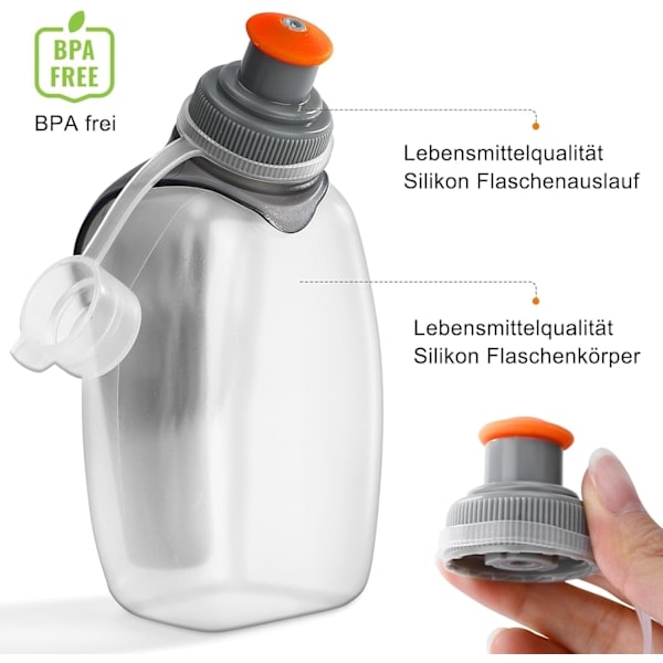 Urheilujuomapullo, tiivis juomapullo selkäklipsillä, kannettava juomapullo juoksuun, moottoripyöräilyyn - 250ml