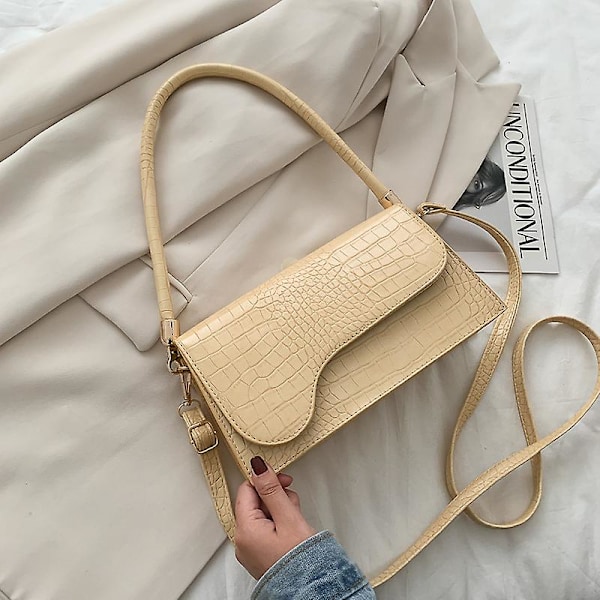 Retro Klassisk Koppling Väska Axelväska Krokodil Mönster Liten Crossbody Handväska för Kvinnor