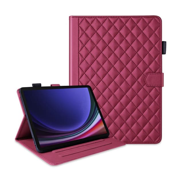 Samsung Galaxy Tab S10 FE+ Leather Case with Rhombus Pattern Röd