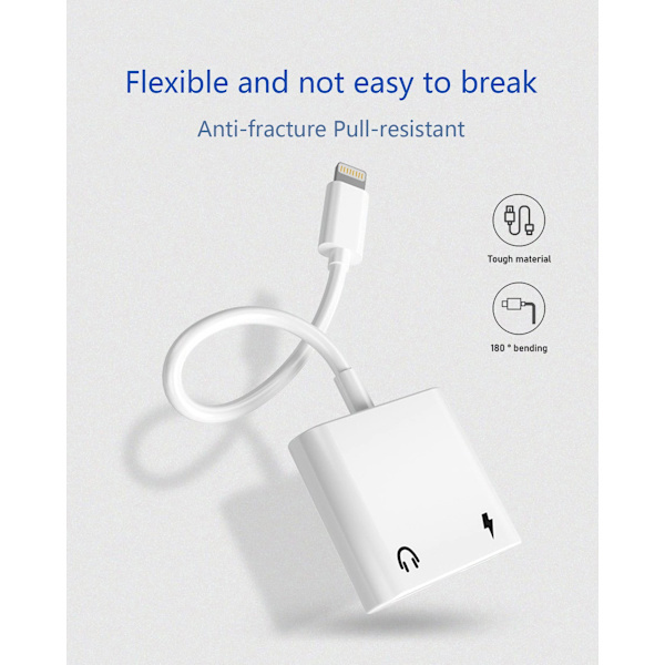 [2 in 1] Kuulokeadapteri iPhone 11:lle, Apple Lightning - 3,5 mm:n liitäntään Aux-äänidongle Kuulokkeet Autotarvikkeet Yhteensopiva audio Kuulokeadapteri