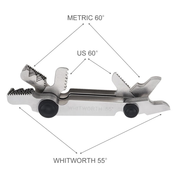 Metrisk & Imperial & US gjengemåler SAE Whitworth 55 grader & metrisk 60 grader & USA 60 grader gjengestigningsmåler for industriell måling