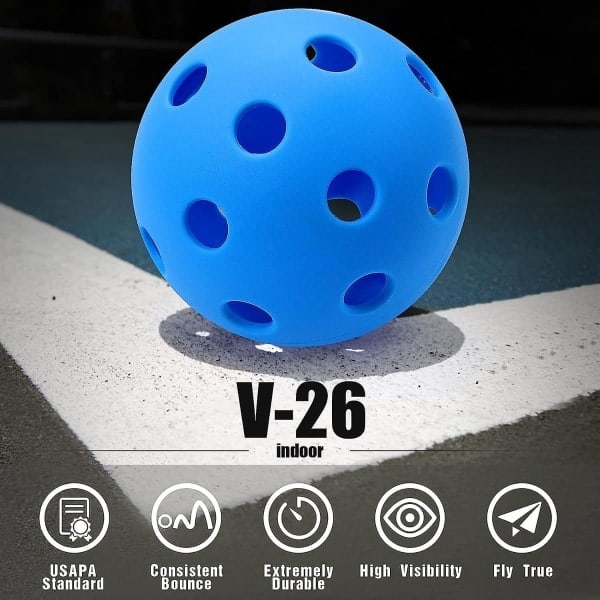 Pickleballs 6-pack Pickleballbollar Uppfyller USAPA-kraven | Välj Inomhus eller Utomhus | Tvåfärgad Ljusgrön Blå Rosa Tangerine Gul