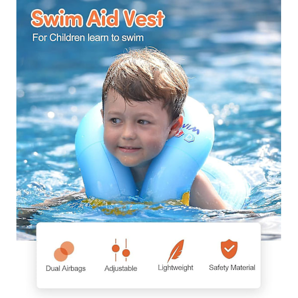 Simväst för barn 30-90 lbs, 4-10 år gamla uppblåsbara simfloaties med justerbart säkerhetsspänne och dubbla krockkuddar för pojkar flickor, vattenväst för