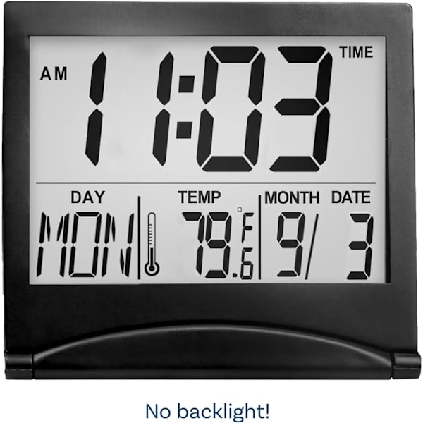 Digital klocka hopfällbar reseväckarklocka - Kompakt väckarklocka med temperatur- och datumvisning - Digital väckarklocka
