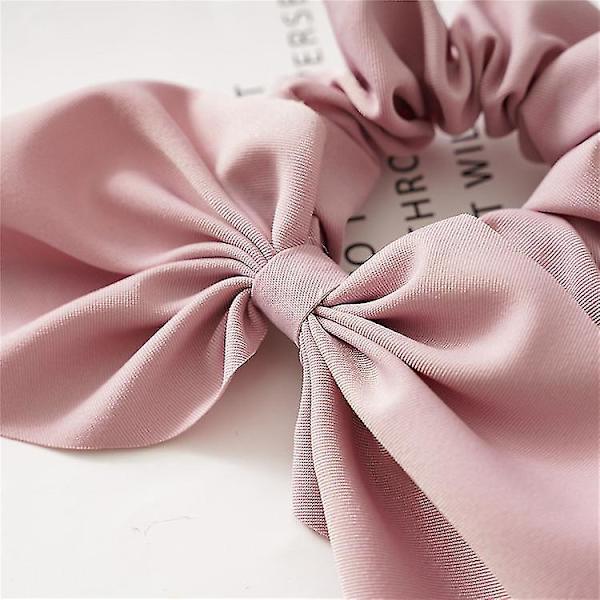 Lady Curly Hair Cute Bowknot Ponytail Hovedbånd Bowknot Hår Ring(2stk, Pink+blå)