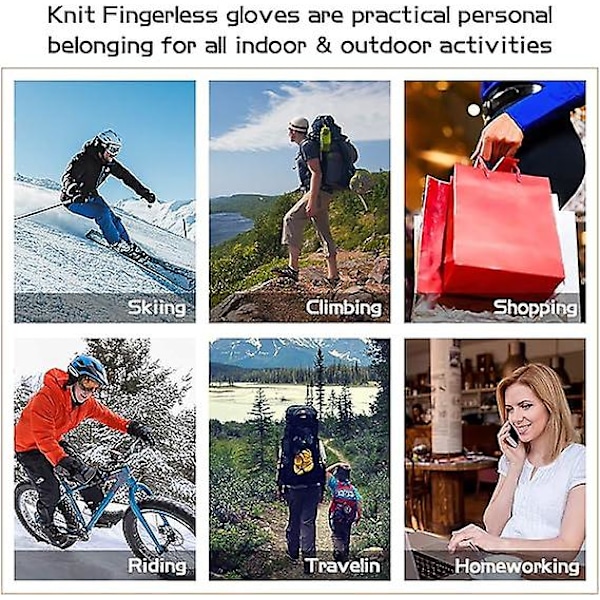 Termisk isolerte fingerløse teksting ullhansker for kvinner og menn Vinter varme strikkede konvertible votter klaff