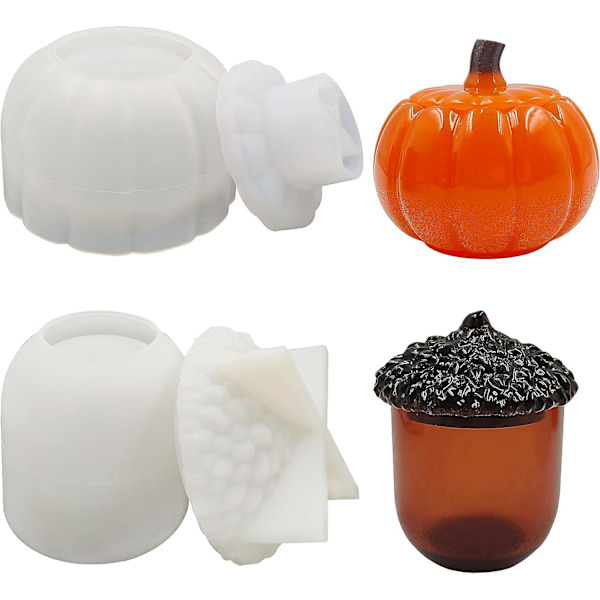 Ekollon och pumpa burk hartsform set - 2 st