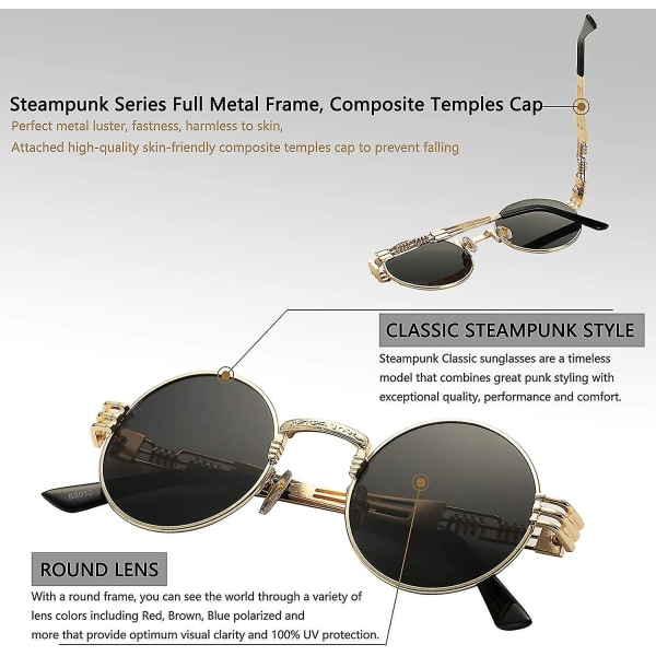 Retro Pyöreä Steampunk Aurinkolasit John Lennon