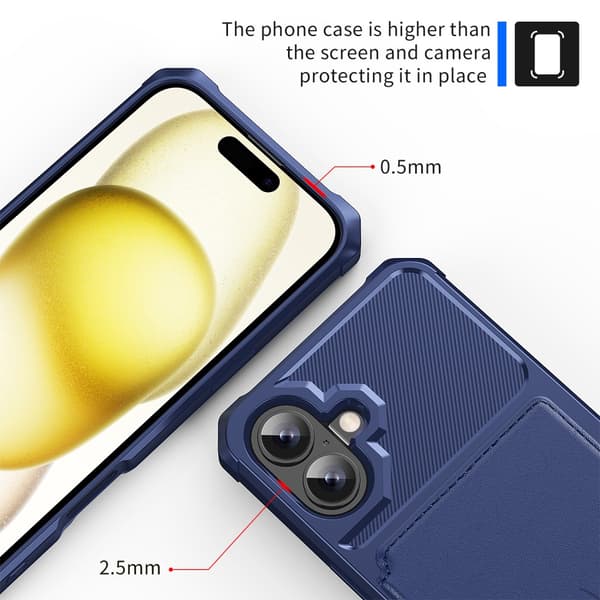 Monipaikkainen kotelo iPhone 16 Sininen