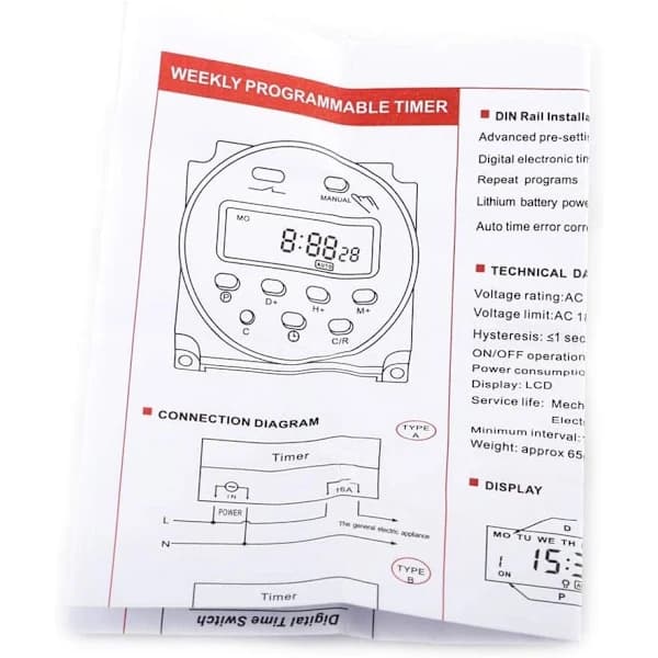 LCD digital timer Ugeprogrammerbar timer til mikrocomputerprogrammering og timerprogrammering (220V)[CO]