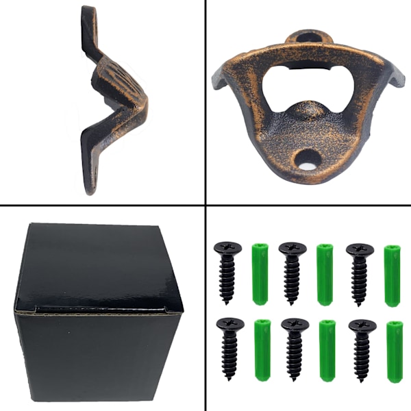 3 stk Gammel stil støpejern ølflaskeåpner veggmontert flaskeåpner eldre gull  Ølflaske veggmontert flaskeåpner