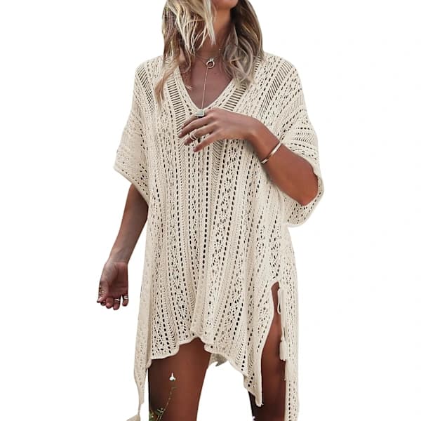 Strandklänning för damer, virkad (beige M)[CO]