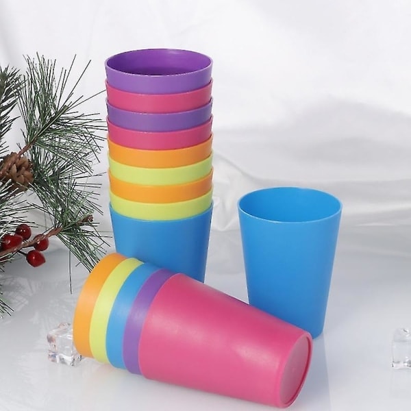15 stk. farverige plastikkopper drikkeglas til hjemmet genanvendelige festartikler og festtilbehør 101-200 ml (blandede farver)