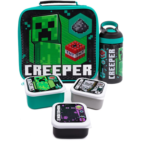 Minecraft Creeper Madkasse og Flaske (5-pak) One Size Blå Sort/Grøn/Hvid One Size Blue