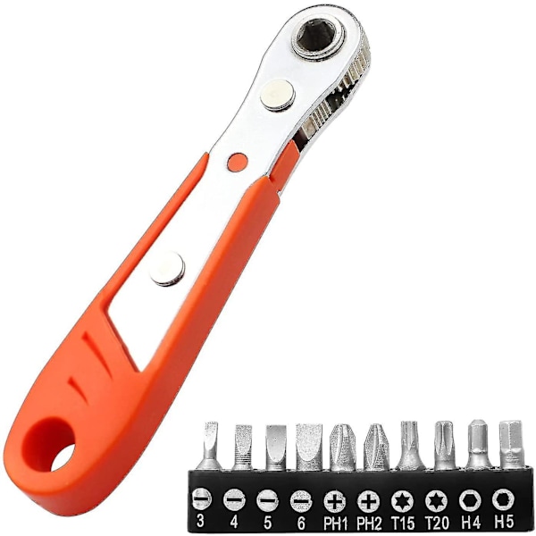 11 Pieces Mini Ratchet Spanners 1/4" Torque Drive With 10 Mini Screw Bits