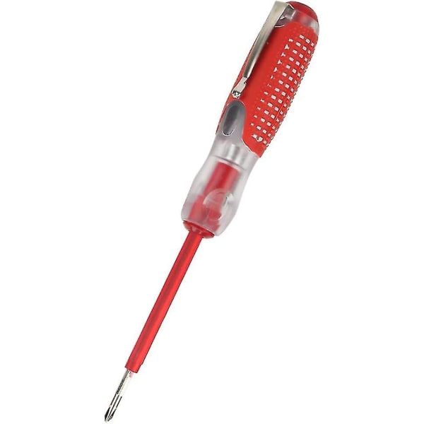 Spændingstester skruetrækker, testpen skruetrækker elektrisk tester, 100-500v spændingstester slids skruetrækker pen med skridsikker håndtag - Rød