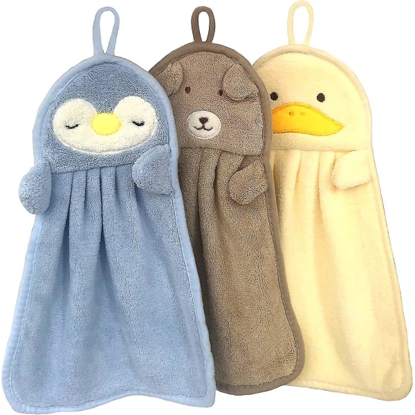 3 stk håndkle sett, mikrofiber badehåndkle hurtigtørkende hengende ansiktshåndkle (khaki, gul, blå)