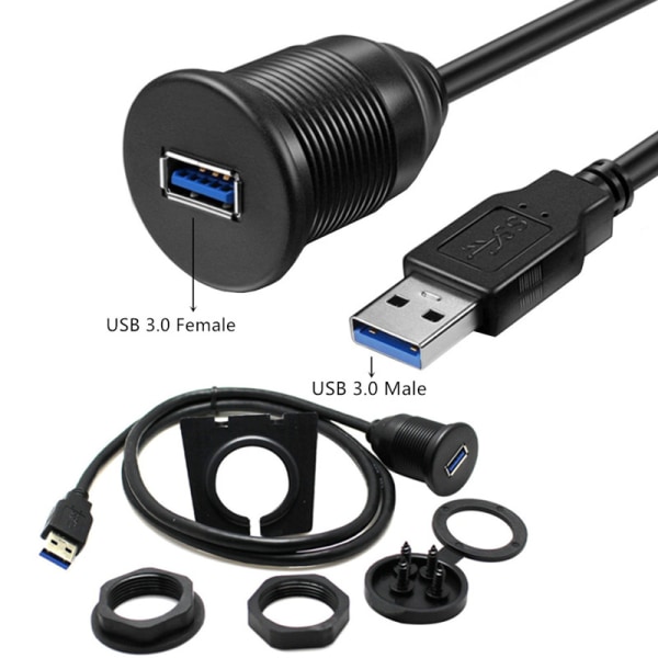 Panelinfälld kabel 2 meter 3,3' USB 3.0-förlängningskabel