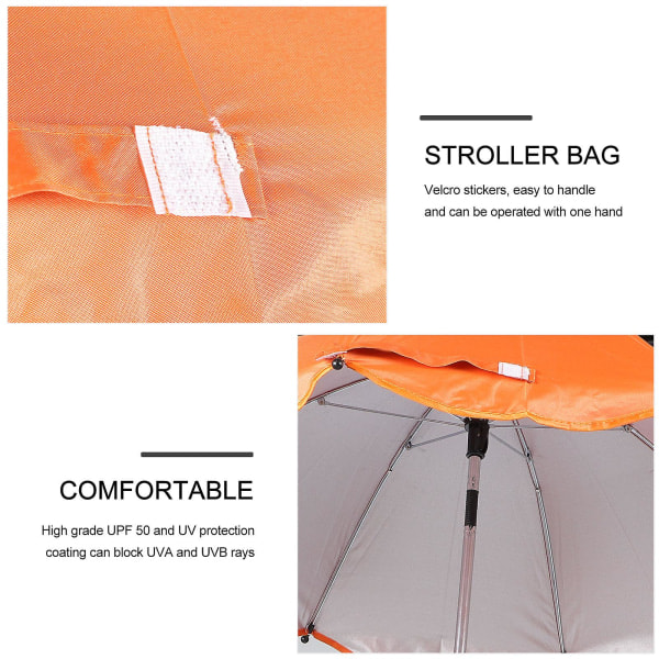 Barnvagnsparasoll med klämma UV-skydd Barnvagnsparasoll Solskydd Orange 78x66cm Orange 78x66cm
