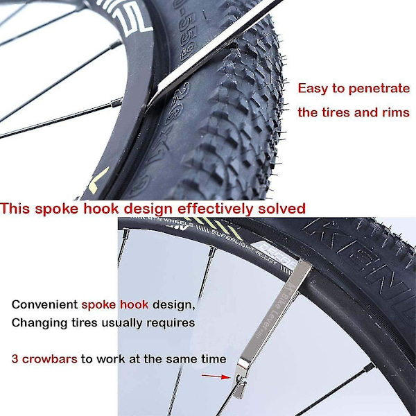 3 stk. cykelventil jern udskiftningsværktøj, cykelventil rustfrit stål stang reparation cykel slange