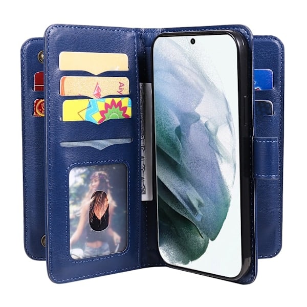 Samsung Galaxy S22 Ultra Etui 10-korts Multifunktionel Mørkeblå