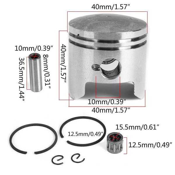 40mm Kolvringssats Quad Kolvringar Stiftset 2-takts För 47cc 49cc 2-takts Mini Moto Dirt Bike Motorcykel TA