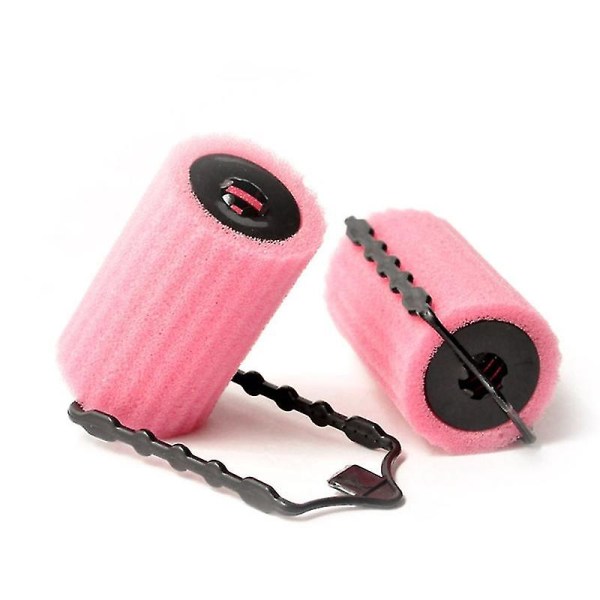 Gjør-det-selv hårkrøllersett, små magiske hårkrøllerruller, tenger (rosa) - 6 stykker