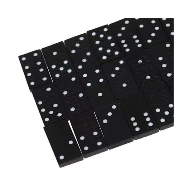 Traditional Domino Game - 28 Pieces, Wooden Box and Sliding Lid for Kids and Adults Black Color Wood Board Game Teaching Aids