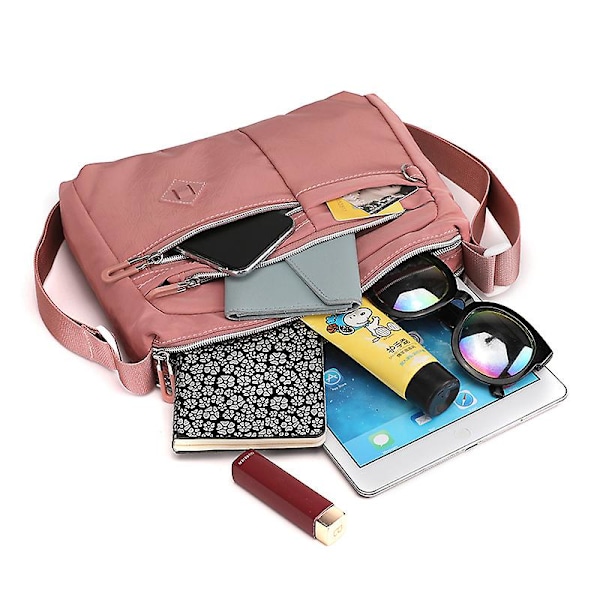 Crossbody-väska för kvinnor, vattentät, lätt, casual axelväska, handväska, ryggsäck, färg rosa