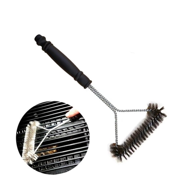 Grillbørste Kort Håndtak, 30,5 cm Lengde, Sklisikkert grep, Holdbar Børste i Rustfritt Stål for Alle Grilltyper - Svart