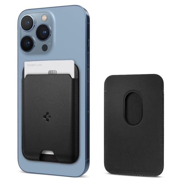 Spigen Valentinus Magnetisk Kortholder Sort Svart PU skinn